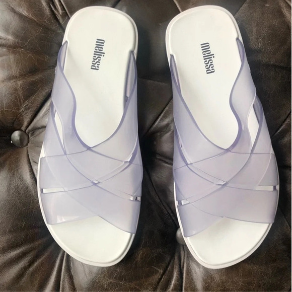 New Melissa White Clear Breeze Strappy flip flop slide on Sandal scented - Picture 11 of 12